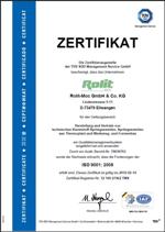 DIN EN ISO 9001:2008 Zertifikat